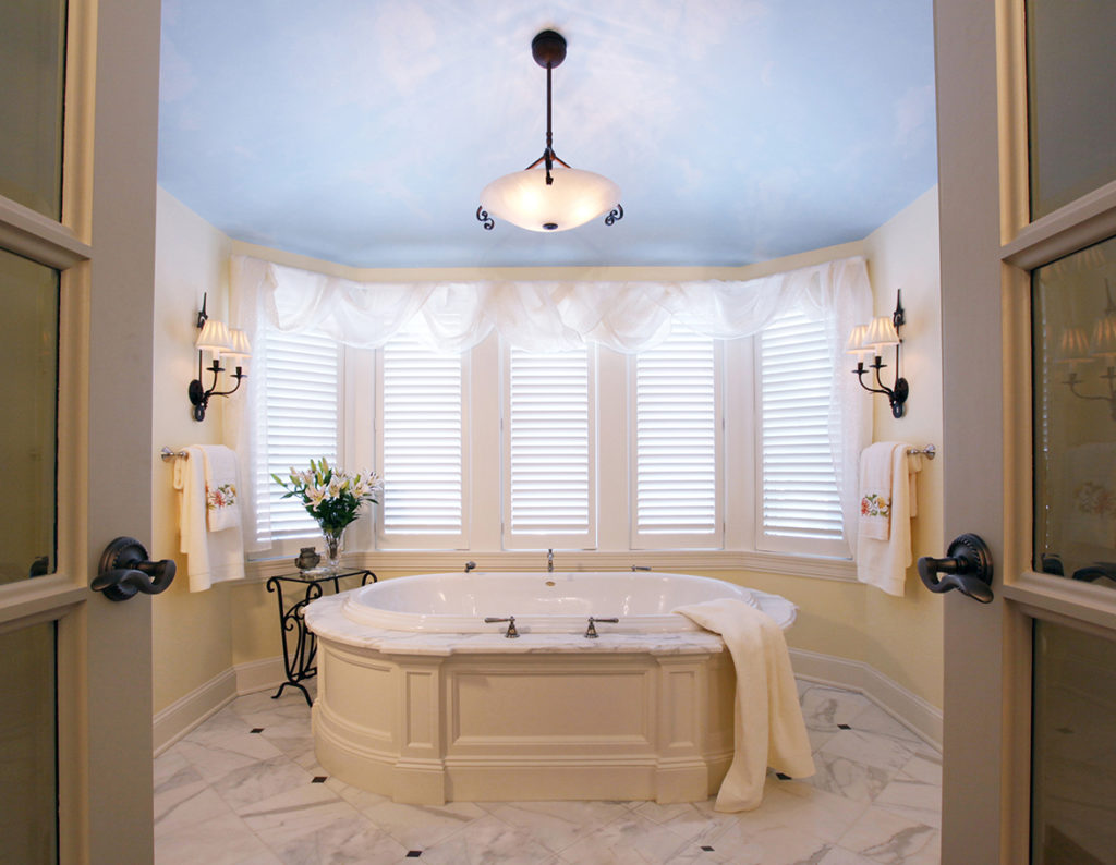 Master bath with free standing tub